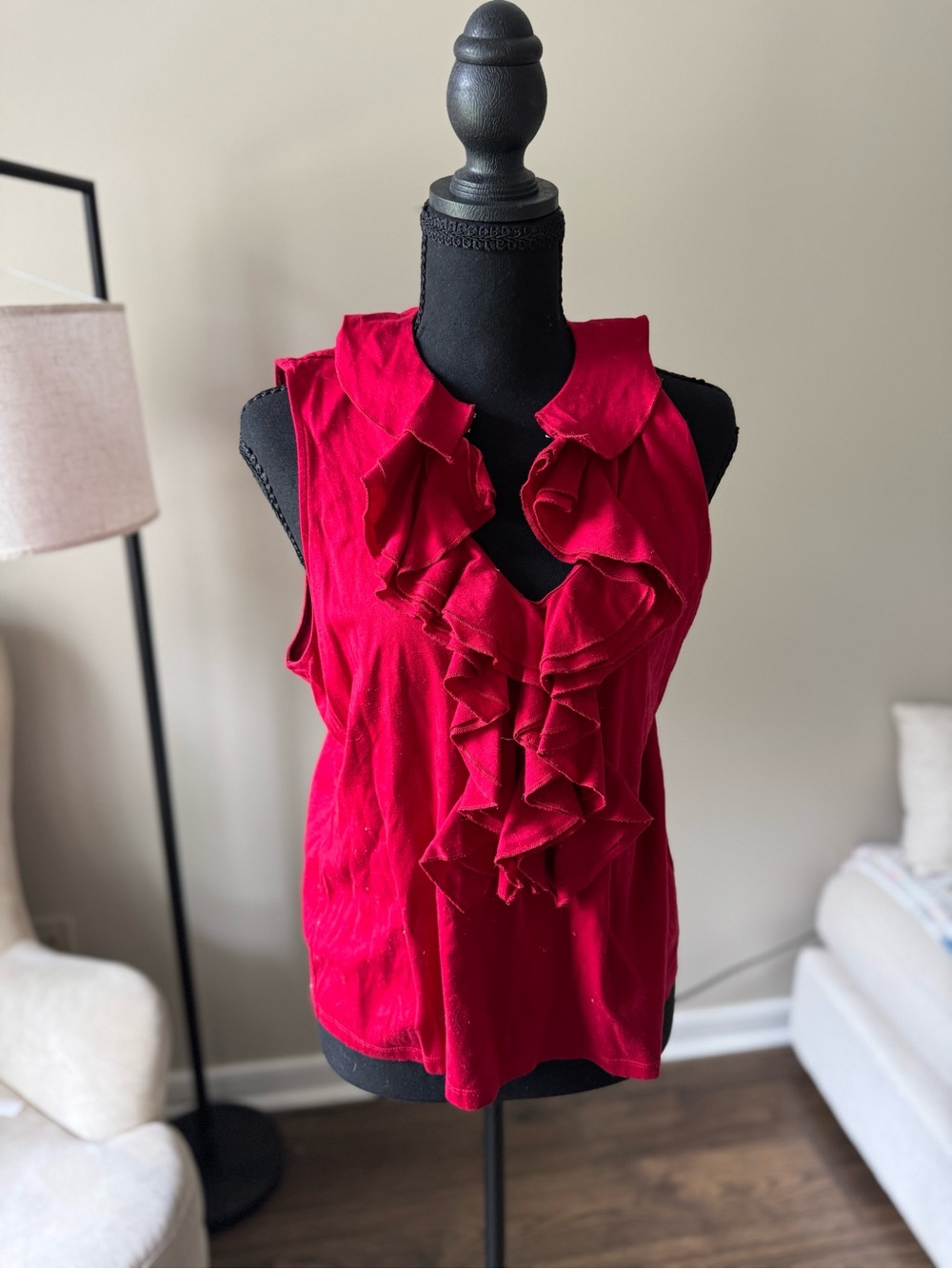 Lauren Ralph Lauren Red Ruffle-Front Sleeveless Camisole